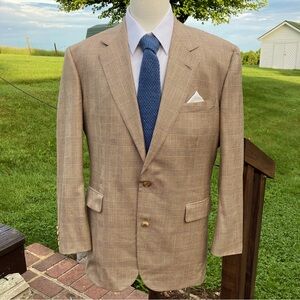 Vintage Brooks Brothers Golden Plaid Custom Tailored Suit Blazer/Jacket Men's 46